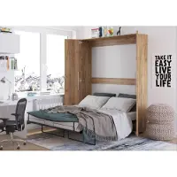 Homlando Letto a parete Armadio letto TEDDY 160x200 Gold Craft Oak Letto verticale a scomparsa a parete, armadio letto a scomparsa, armadio con letto a scomparsa integrato, letto funzionale incl. rete a doghe