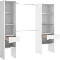 Dmora Guardaroba Grande Siony 50x185h cm Bianco, Appendiabiti 10 Vani