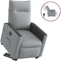 Syfax Poltrona Reclinante Alzapersona Elettrica Grigio Chiaro Tessuto