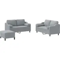 Syfax Set Divani 3 pz con Cuscini Grigio Chiaro in Tessuto