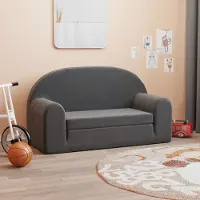 Prolenta Maison Exclusive - Divano letto per bambini, 2 posti, colore antracite, rivestito in morbido tessuto plush