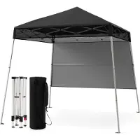 Costway gazebo 2x2m, gazebo pieghevole pop up regolabile in altezza con parete laterale e borsa, gazebo da giardino per feste impermeabile protezione solare nero