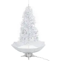 vidaXL Albero di Natale innevato con base ad ombrello bianco 190 cm