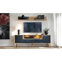 AEA Wohnzimmer Set TV-Lowboard Luxuriöses Medienmöbel Holz Wandregal