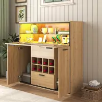 MODFU Credenza Elegante mobile per vini a due ante, (marrone), Perfetto spazio di archiviazione in un'elegante credenza.