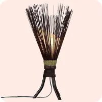 SIMANDRA Lampada asiatica Bali Jungle 60x35cm - luce d'atmosfera da sogno - lampada da terra in materiale naturale, bianco