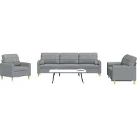 Prolenta Maison Exclusive - Set divano a 3 pezzi con cuscini decorativi in tessuto grigio chiaro