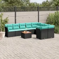 Prolenta Maison Exclusive - Set da giardino 10 pezzi con cuscini in polyrattan nero
