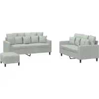 Syfax Set di Divani 3 pz con Cuscini Grigio Chiaro in Velluto
