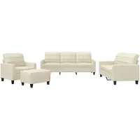 vidaXL Set di divani 4 pezzi con cuscini in Pelle finta crema