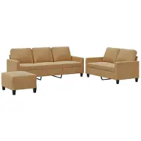 Syfax Set di Divani 3 pz con Cuscini Marrone in Velluto