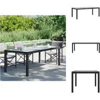 vidaXL Tavolo da giardino nero 190x90x75 cm in vetro temperato Poly Rattan - Tavoli da giardino