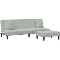 Syfax Set di Divani 2 pz con Cuscini Grigio Chiaro in Velluto