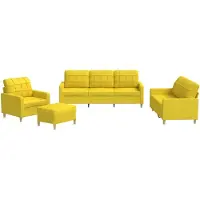 vidaXL Set di divani 4 pezzi con cuscini in tessuto giallo chiaro