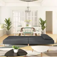 Prolenta Divano letto 2 posti con 2 cuscini, tessuto grigio scuro, marca Maison Exclusive
