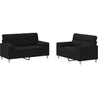 Syfax Set Divani 2 pz con Cuscini Nero in Tessuto