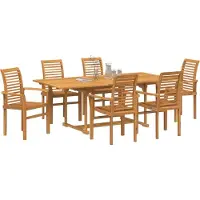 vidaXL Set da pranzo da giardino, 7 pezzi, marrone, 200 x 100 x 75 cm, legno massello di teak