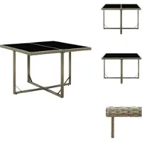 vidaXL Tavolo da giardino grigio 109x107x74 cm in poly rattan e vetro - Tavoli da giardino
