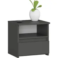 Akord cassettiera, credenza, comodino con 1 cassetto e 1 ripiano (l:40 cm x h:40 cm x p:35 cm) in grigio grafite
