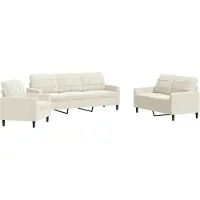 Syfax Set di Divani 3 pz con Cuscini Crema in Velluto
