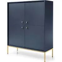 Furnlux Classic FURNLUX Credenza Mono Navy Blue Und Gold 104cm / Hauptfarbe: Blau / Dimensioni: 104 x 39 x 126 cm