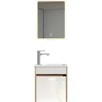 HOME DELUXE Set completo di mobili da bagno BORKUM - bianco/quercia, MDF (48 x 25,5 x 45 cm) | Set elegante per bagni piccoli