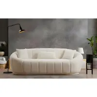 AEA Wohnzimmer Weiße Couch Garnitur Dreisitzer Moderner 2-Sitzer Textil Set