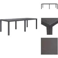 vidaXL Tavolo da giardino marrone 220 x 90 x 72 cm in plastica effetto rattan - Tavoli da giardino