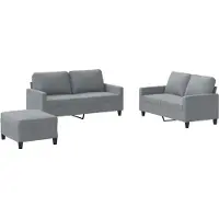 Syfax Set di Divani 3 pz con Cuscini Grigio Chiaro in Tessuto
