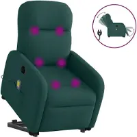 Syfax Poltrona Alzapersona Massaggiante Elettrica Verde Scuro Tessuto