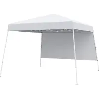 Costway Gazebo pop up 3x3m, gazebo pieghevole con 1 parete laterale, zaino portatile e 4 ancoraggi a terra, tenda da giardino impermeabile per feste con protezione solare, bianco