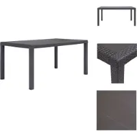 vidaXL Tavolo da giardino marrone 150 x 90 x 72 cm in plastica effetto rattan - Tavoli da giardino
