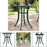 The Living Store Tavolo da giardino verde Ø48x53 cm in fusione di alluminio