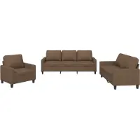 Syfax Set di Divani 3 pz con Cuscini Marrone in Tessuto