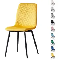 Mcc Sedie da sala da pranzo LEXI in set di 2, con rivestimento in velluto e gambe in metallo, sedia di design, colore: giallo-oro