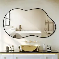 StarTech.com Specchio da parete - Specchio da bagno - Forma di nuvola irregolare - Ingrandimento - Montaggio a parete - Moderno - Cornice nera - 20 cm - Giallo