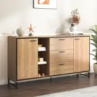MODFU credenza a cassettiera Credenza alta in legno con 2 ante, adatta a soggiorno, camera da letto, corridoio 160*40*85 cm