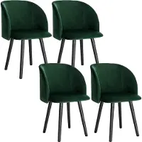 Merkloos Sedia da pranzo - Set di 4 - Velluto verde - Con braccioli - Altezza 47cm