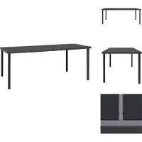 vidaXL Tavolo da pranzo per esterni antracite 190x90x74 cm in acciaio - Tavoli da giardino