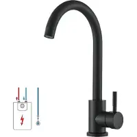 Merkloos Miscelatore a bassa pressione per cucina, miscelatore nero, miscelatore monocomando per cucina, miscelatore girevole a 360° per lavello, miscelatore monocomando per lavello