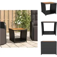 vidaXL Tavolino con piano in legno in poly rattan nero e legno di acacia - Tavoli da giardino