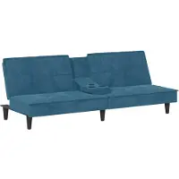 Syfax Divano Letto con Portabicchieri in Velluto Blu