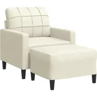 Syfax Poltrona con Poggiapiedi Crema 60 cm in Velluto