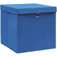 vidaXL Scatole con coperchio 10 pz. Blu 32x32x32 cm Tessuto