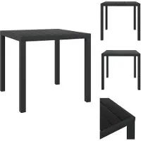 vidaXL Tavolo da pranzo da giardino in WPC alluminio 80 x 80 x 74 cm nero - Tavoli da giardino