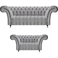 AEA Set di divani a tre posti con divani a due posti grigi Divano Chesterfield