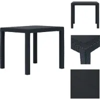 vidaXL Tavolo da giardino antracite 79 x 79 x 72 cm in plastica effetto rattan - Tavoli da giardino