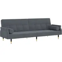 Syfax Divano Letto con Cuscini Grigio Scuro in Velluto