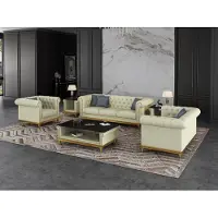 AEA Chesterfield Sofagarnitur Couch Polster Möbel Set 3+2+1 Ledersofa 3tlg
