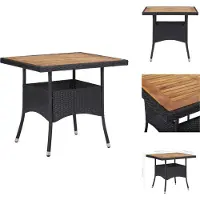 vidaXL Tavolo da pranzo da giardino in poly rattan nero e legno massiccio di acacia - Tavoli da giardino